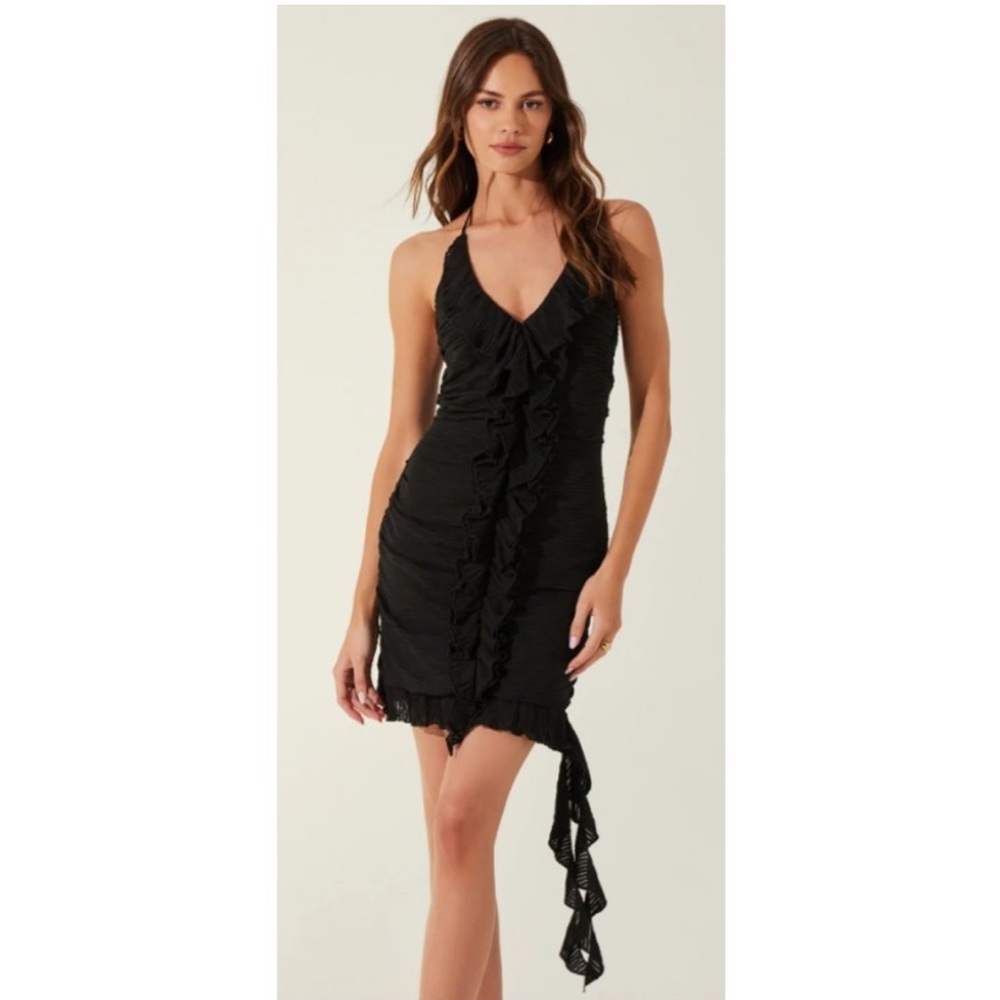 ASTR THE LABEL Ruffle Halter Mini Dress, NWT